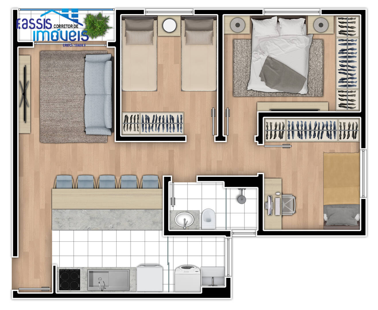 Apartamento à venda com 3 quartos, 56m² - Foto 3